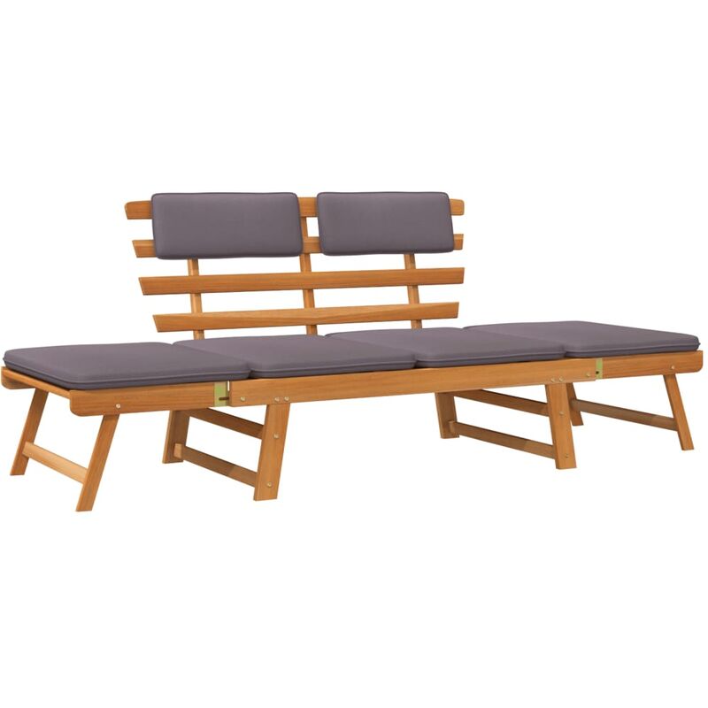 Chaise longue avec coussin 2-en-1 190 cm Bois solide d'acacia - True Deal