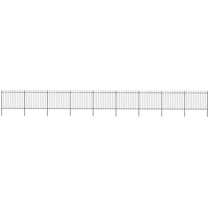 Clôture de jardin avec dessus en lance Acier 15,3 x 1,5 m Noir - True Deal