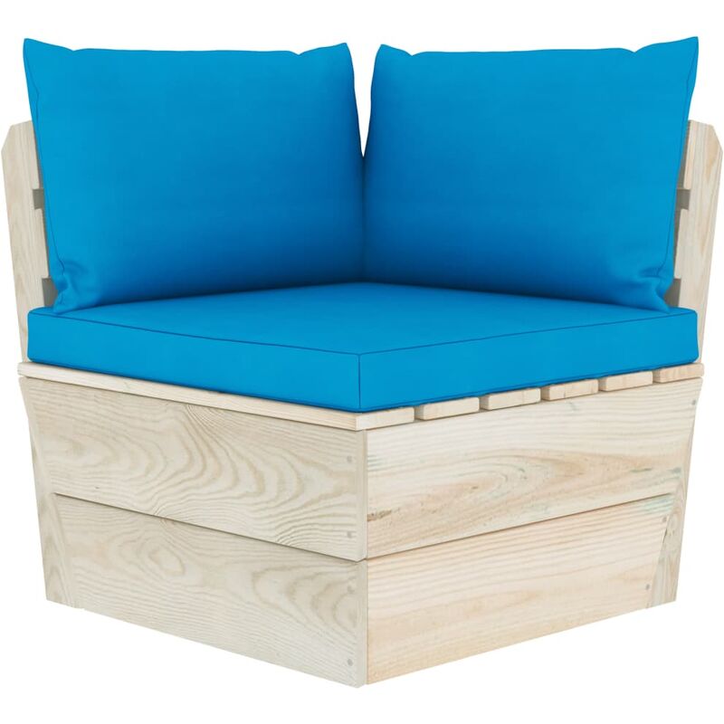 Coussins de canapé palette 3 pcs Bleu clair Tissu