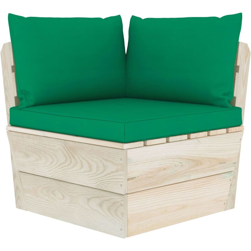 Coussins de canapé palette 3 pcs Vert Tissu