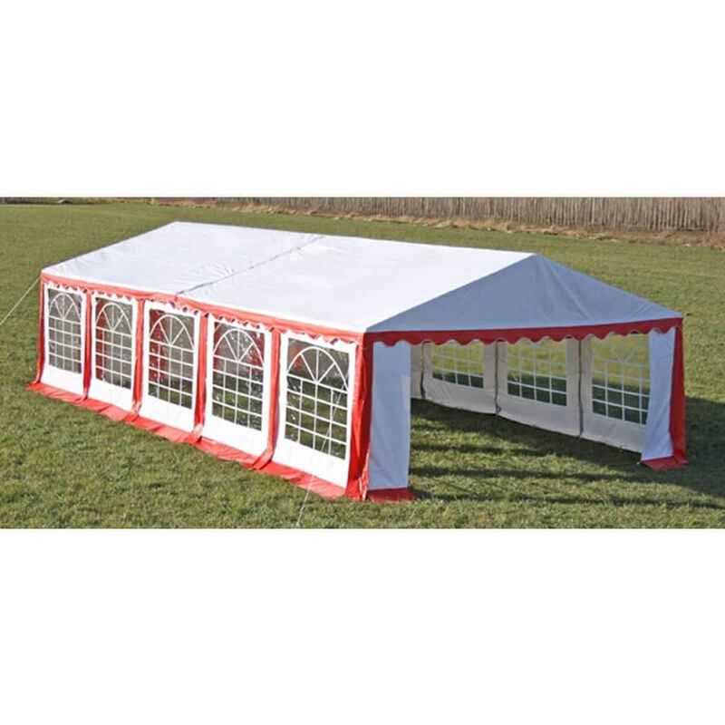 True Deal Dessus de tente de réception avec panneaux 10x5m Rouge et blanc