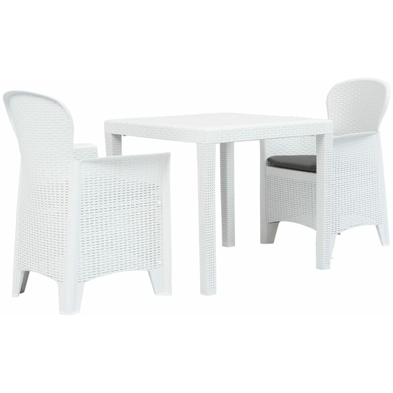 Ensemble de bistro 3 pcs Plastique Blanc Aspect de rotin