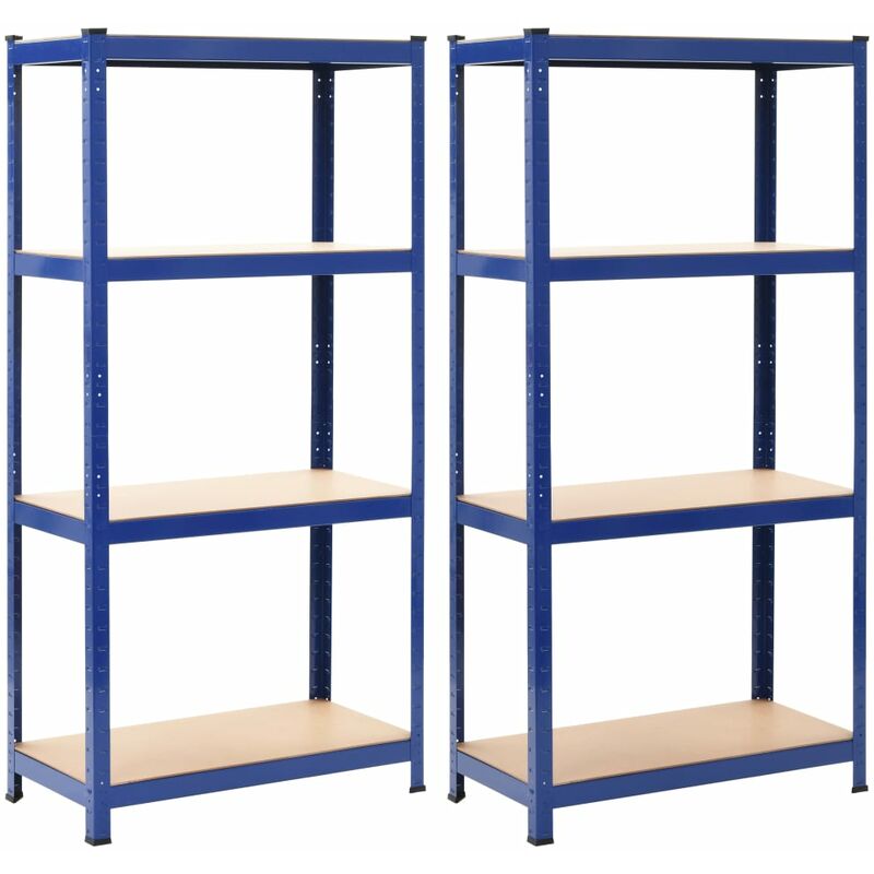 Étagères de rangement 2 pcs Bleu 80x40x160 cm Acier et MDF