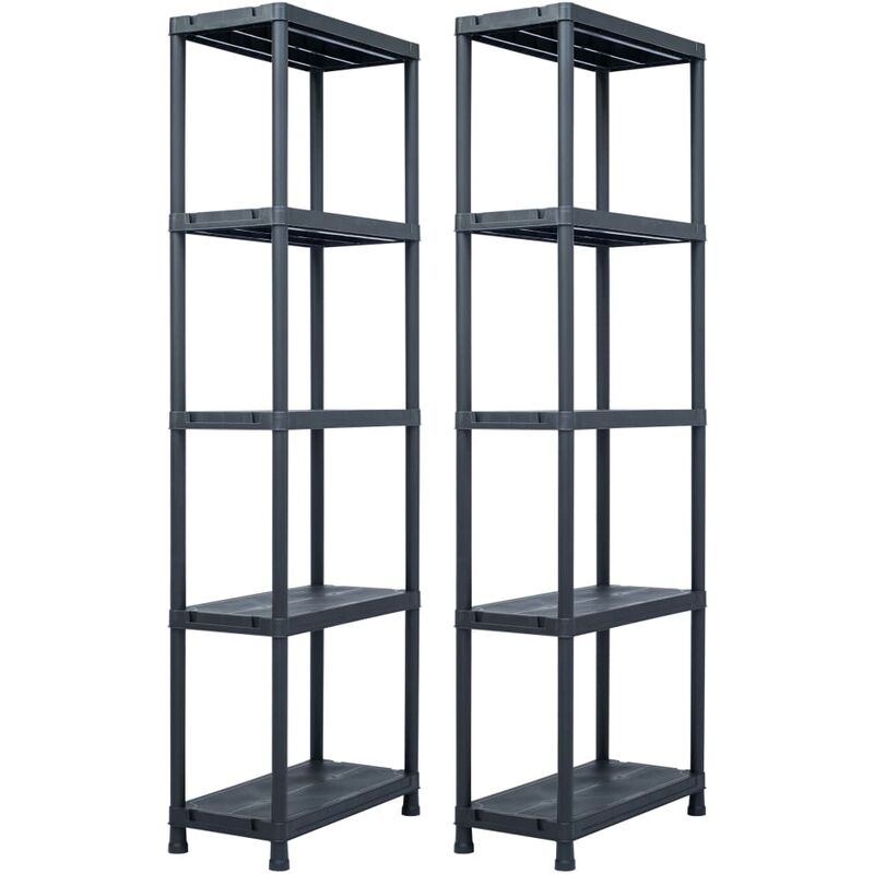 Étagères de rangement 2 pcs Noir 125 kg 60x30x180 cm Plastique