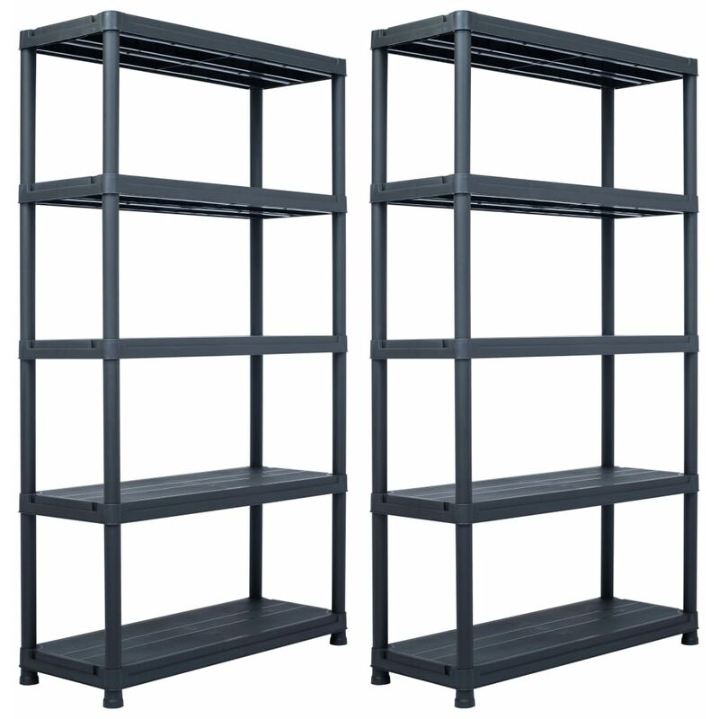 Étagères de rangement 2 pcs Noir 500 kg 100x40x180 cm Plastique