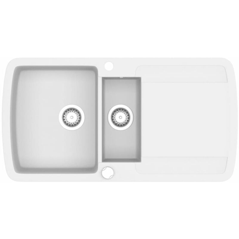True Deal - Évier de cuisine Granit Double lavabo Blanc