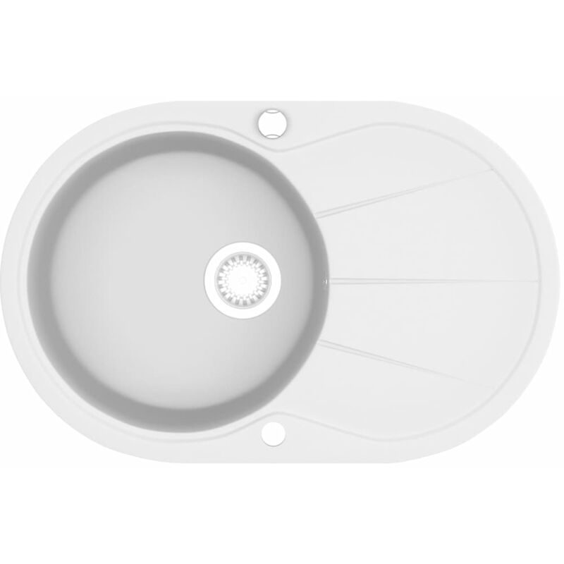 Évier de cuisine Granit Seul lavabo Ovale Blanc