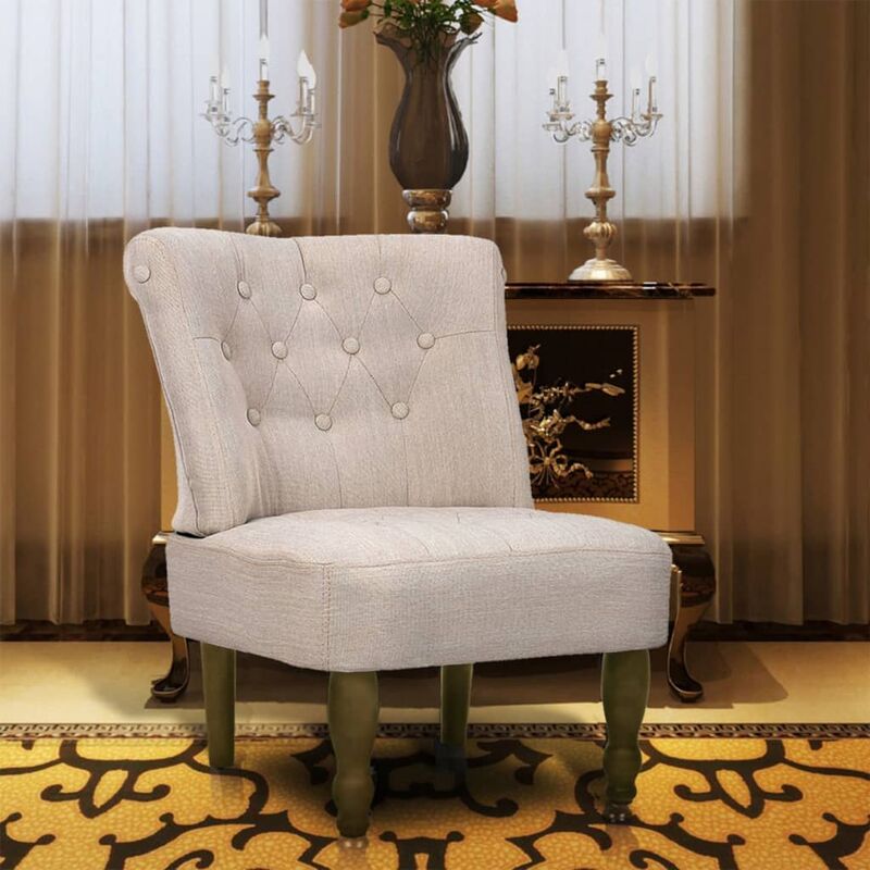 True Deal - Fauteuil de style France Crème Tissu