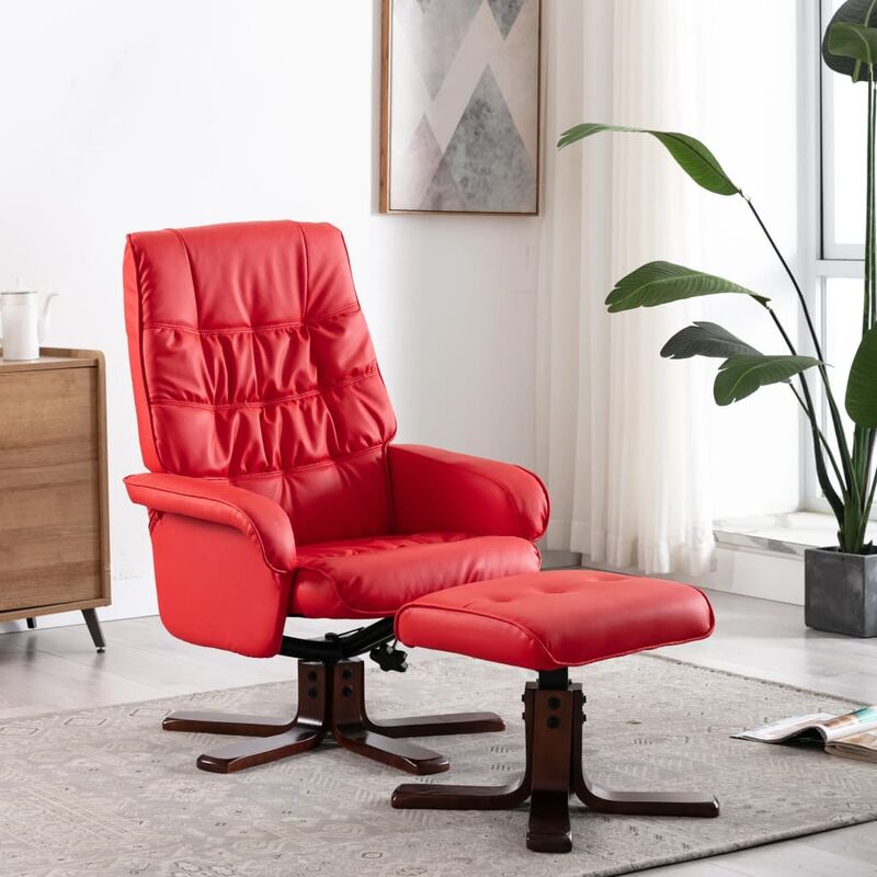 True Deal - Fauteuil inclinable avec repose-pied Rouge Similicuir