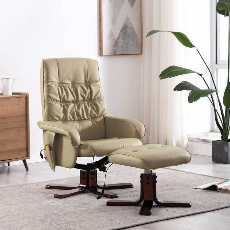 True Deal - Fauteuil massage inclinable repose-pied Cappuccino Similicuir