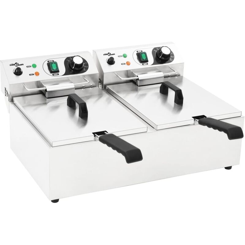 True Deal Friteuse double électrique Acier inoxydable 20 L 6000 W