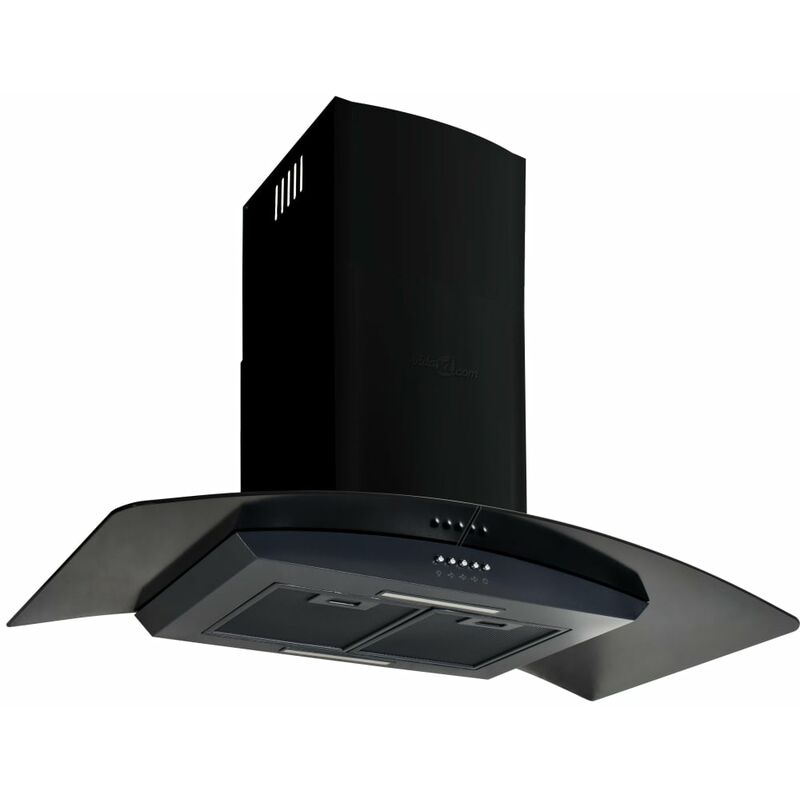 Hotte murale Acier inoxydable 756 m³/h 90 cm Noir - True Deal