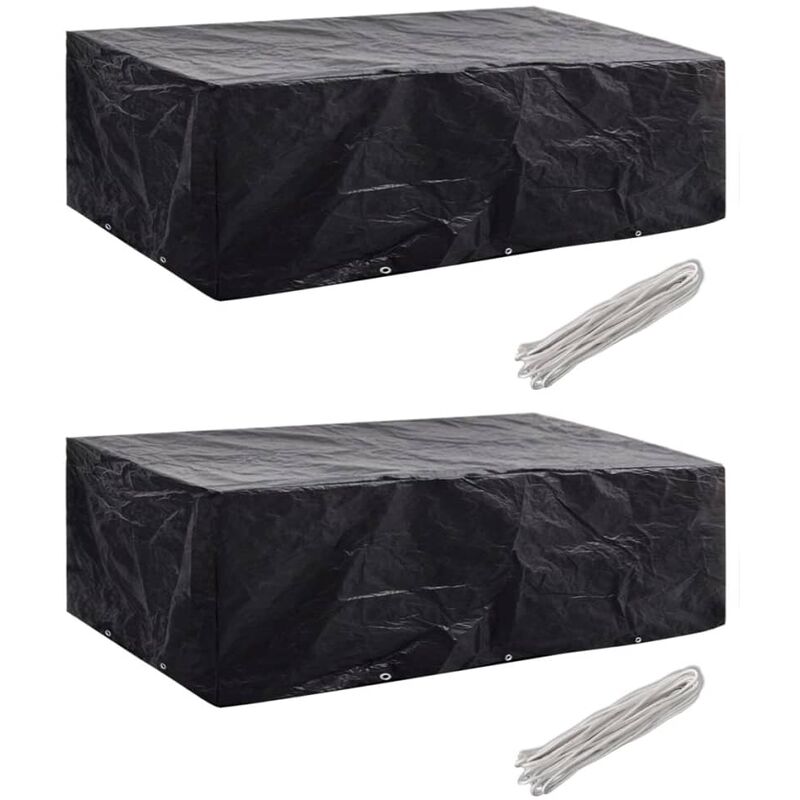 True Deal - Housses de salon de jardin 2 pcs Rotin 10 œillets 300x140 cm