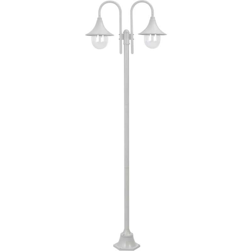 True Deal - Lampadaire de jardin E27 220 cm Aluminium 2 lanternes Blanc