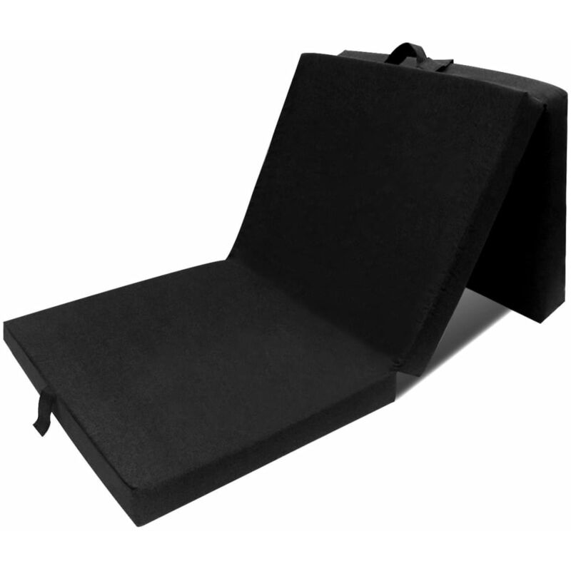 True Deal - Matelas en mousse pliable en 3 sections 190 x 70 x 9 cm Noir