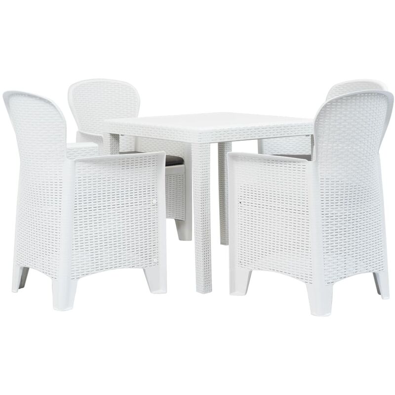 True Deal - Meuble à dîner d'extérieur 5pcs Plastique Blanc Aspect de rotin