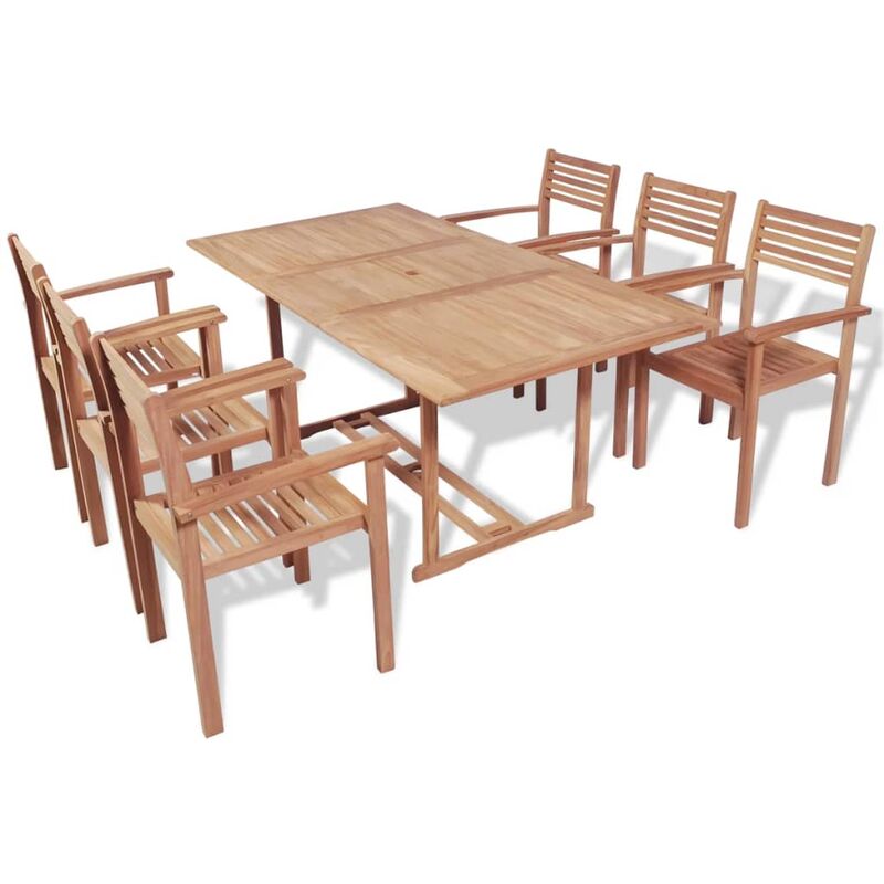 True Deal - Mobilier à dîner d'extérieur 7 pcs Bois de teck solide