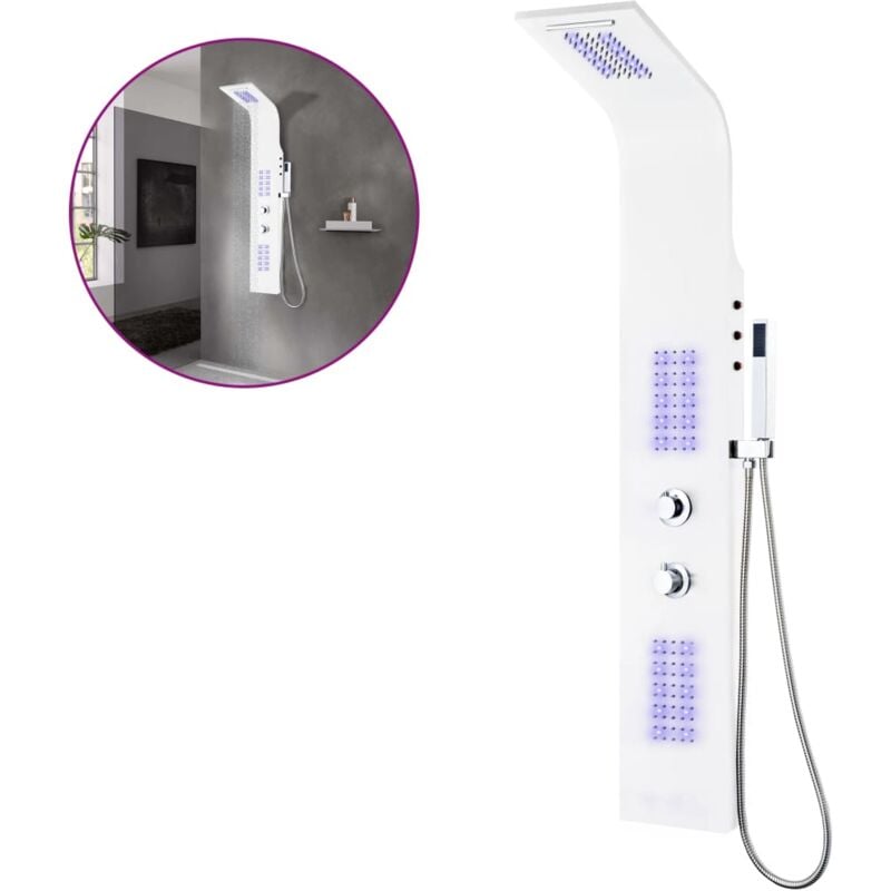 True Deal - inlife Panneau de douche Aluminium 20 x 44 x 130 cm Blanc