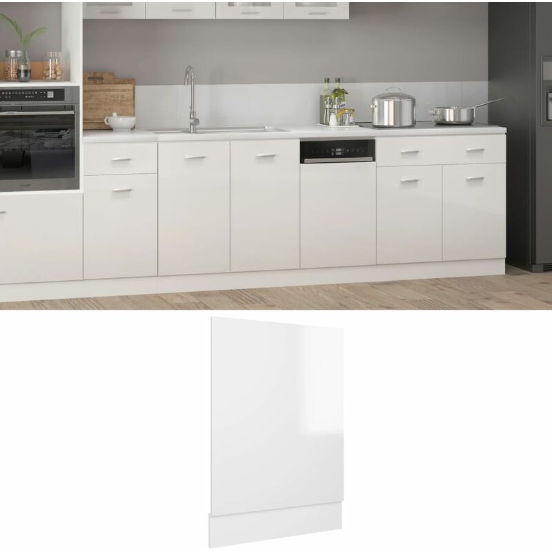 Panneau de lave-vaisselle Blanc brillant 45x3x67 cm Aggloméré