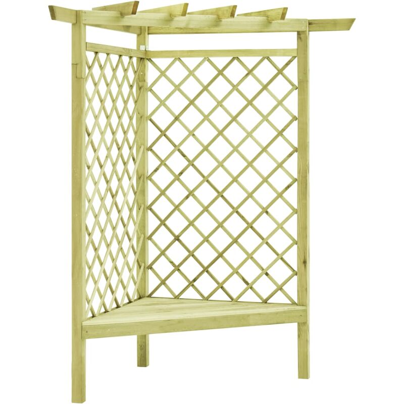 True Deal Pergola d'angle avec siège 130x130x197 cm Pin imprégné