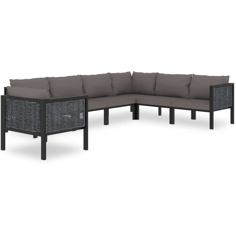 Salon de jardin 7 pcs avec coussins Résine tressée Anthracite