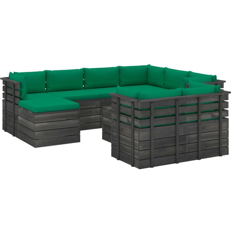 True Deal - Salon palette de jardin 10 pcs avec coussins Bois de pin massif