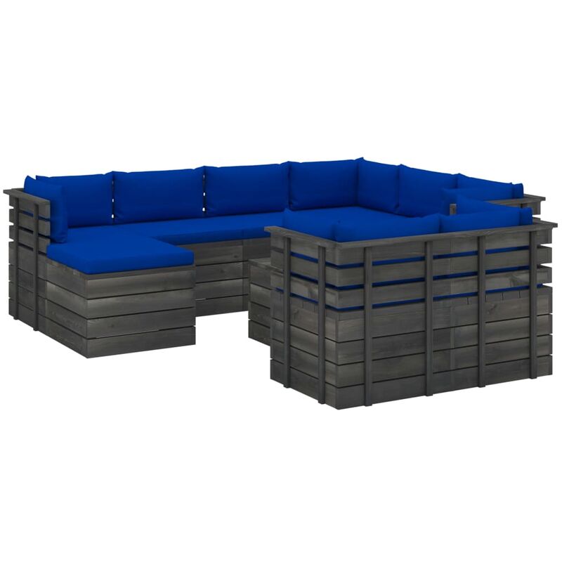 True Deal - Salon palette de jardin 10 pcs avec coussins Bois de pin massif