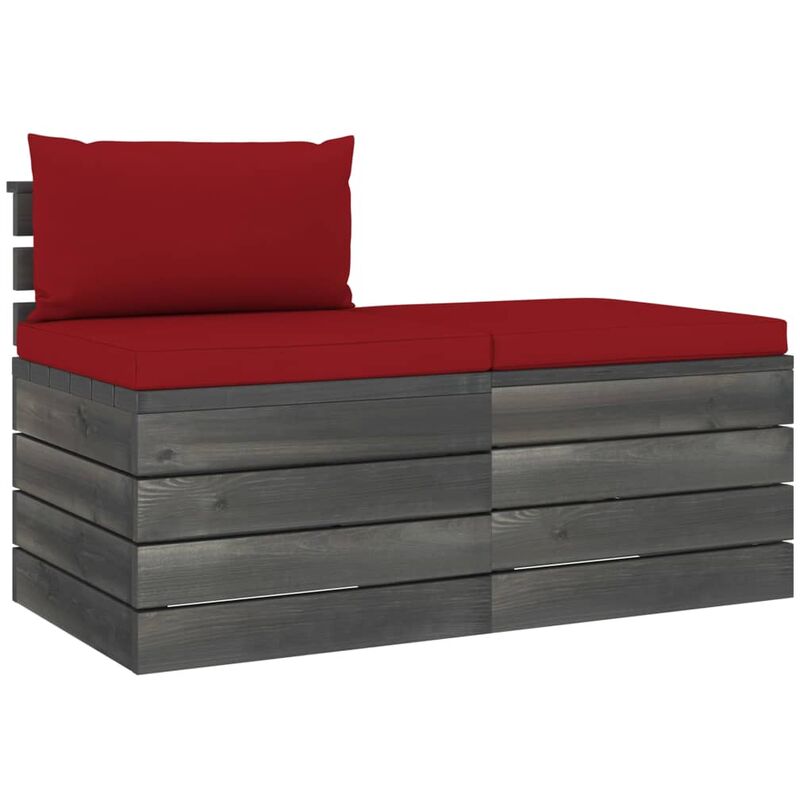 Salon palette de jardin 2 pcs avec coussins Bois de pin massif