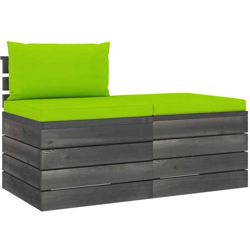 Salon palette de jardin 2 pcs avec coussins Bois de pin massif