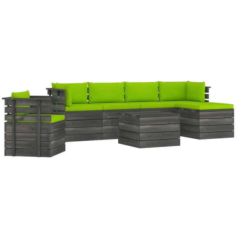 Salon palette de jardin 7 pcs avec coussins Bois de pin massif