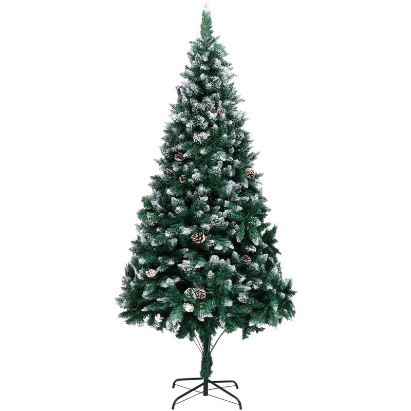 Sapin de Noël avec pommes de pin et neige blanche 240 cm