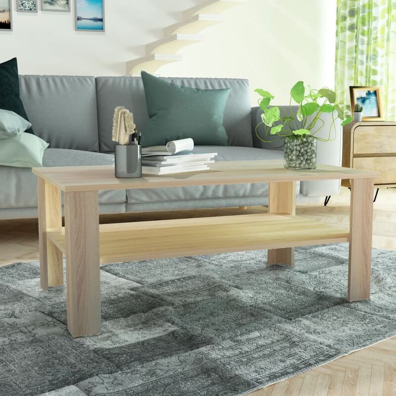True Deal - Table basse en aggloméré 100 x 59 x 42 cm Chêne