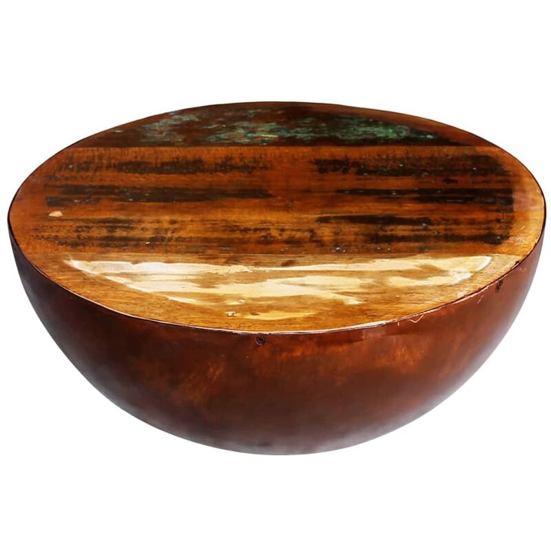 True Deal - Table basse Forme de bol avec base en acier Bois recyclé