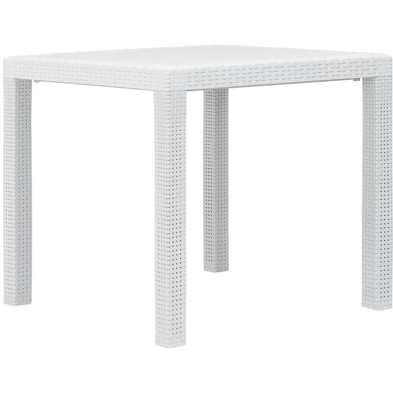 True Deal - Table de jardin Blanc 79x79x72 cm Plastique Aspect de rotin