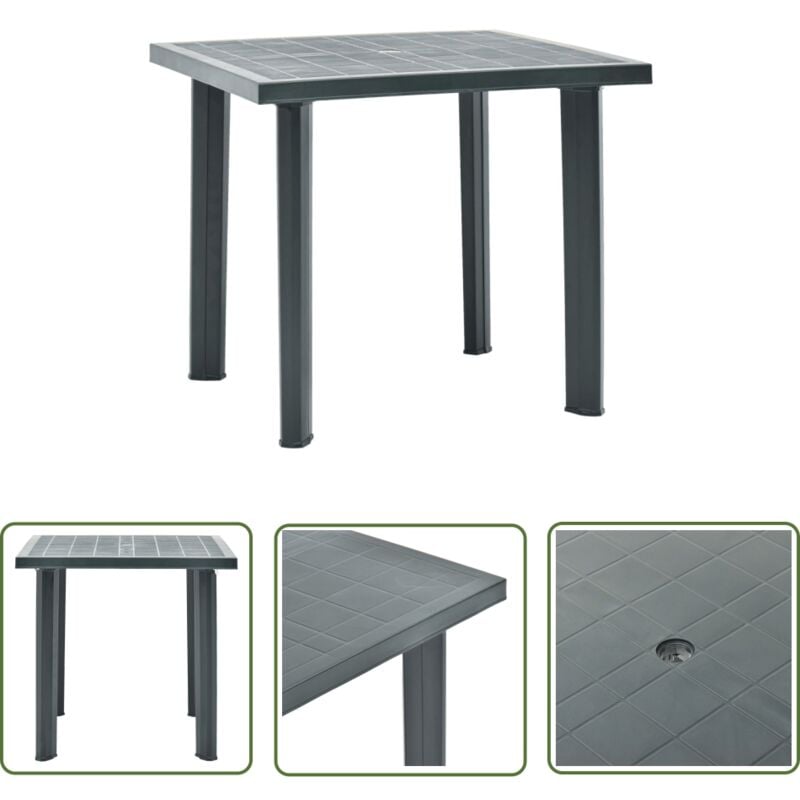 True Deal - The Living Store Table de jardin Vert 80x75x72 cm Plastique - Table De Jardin - Table Extérieure - Mobilier De Jardin - Table Repas