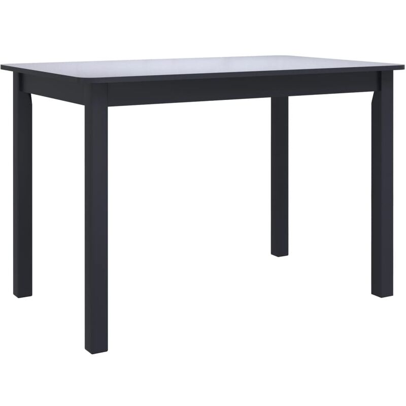 True Deal - Table de salle à manger Noir 114x71x75 cm Bois d'hévéa massif