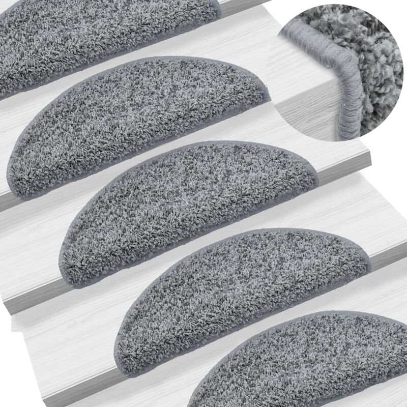 tapis d'escalier 15 pcs gris 56 x 20 cm