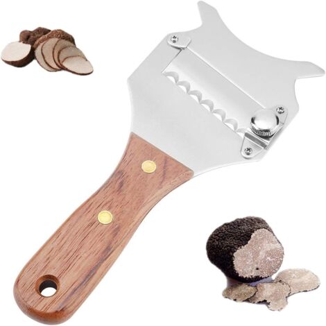 Trüffelschneider, Trüffelreibe, Trüffelrasierer, Schokoladenmesser, Klinge aus Edelstahl 430, Schärfe einstellbar, Griff aus Buchenholz