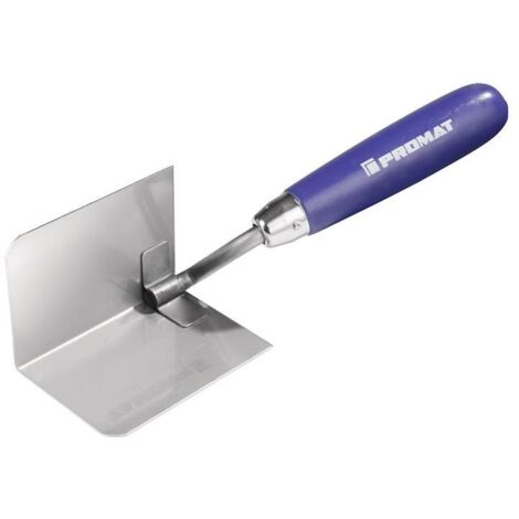 Truelle d'angle intérieur largeur 60 mm inoxydable, manche de bois de hêtre acier inoxydable