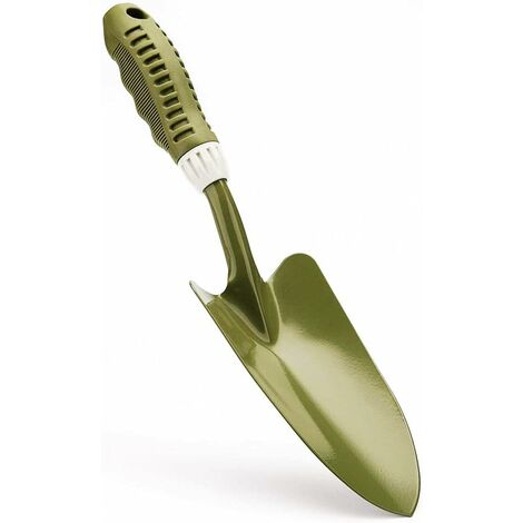Truelle de jardin en acier au carbone résistante à la courbure 13,5 L x 3,5 W Poignée en PVC souple ergonomique et résistante à la rouille Petite pelle pour la plantation, le repiquage, le désherbage