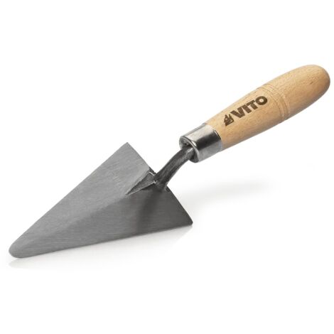 Truelle de maçon Triangulaire forgée 120mm à bout rond Acier trempé Manche bois VITO