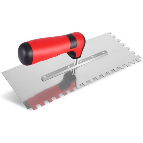 Truelle Dentée 8 mm, Truelle de Lissage INOX, (280 x 100 mm) Truelle Professionnelle INOX, Spatule Dentée pour Pose Carrelage, Poignée Ergonomique