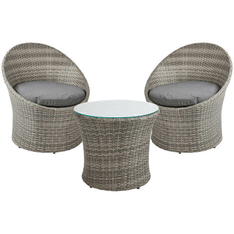 main image of "Rattan Effect Egg Chair & Table Bistro Set - Outdoor Patio Garden Furniture"