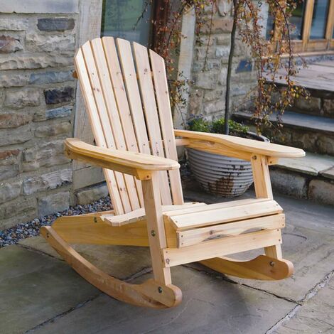 main image of "Trueshopping Bowland Adirondack Wooden Rocking Chair for Garden or Patio"