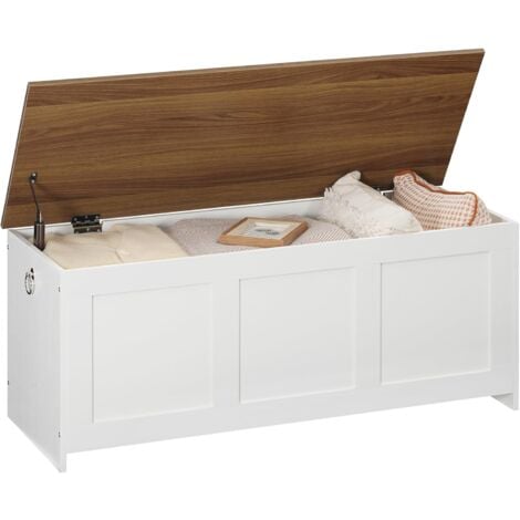 Truhen, Sitzbank mit Stauraum, Spielzeugkiste mit Deckel, 100 cm Aufbewahrungstruhe, Truhe mit Sicherheitsscharnier, Eingangsbereich, Schlafzimmer, Wohnzimmer, HOOBRO EWH141CW01