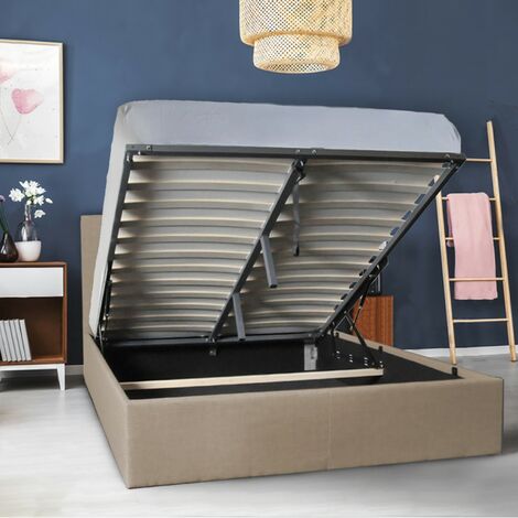Truhenbett PARMA 140x190 + 1 Bettkasten / Beige/ 201x149x99