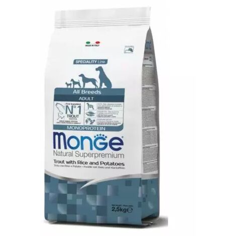 Truite monoprotéinée Monge avec riz 2,5 kg