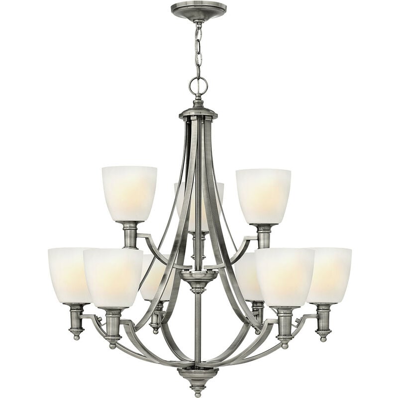 Truman - 9 Light Multi Arm Chandelier Antique Nickel Finish, E27 - Elstead