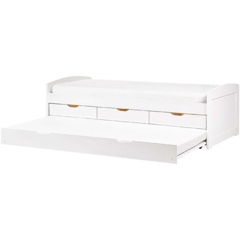 Trundle Bed Pine Wood PETIVILLE 90 x 200 cm (EU Single) White