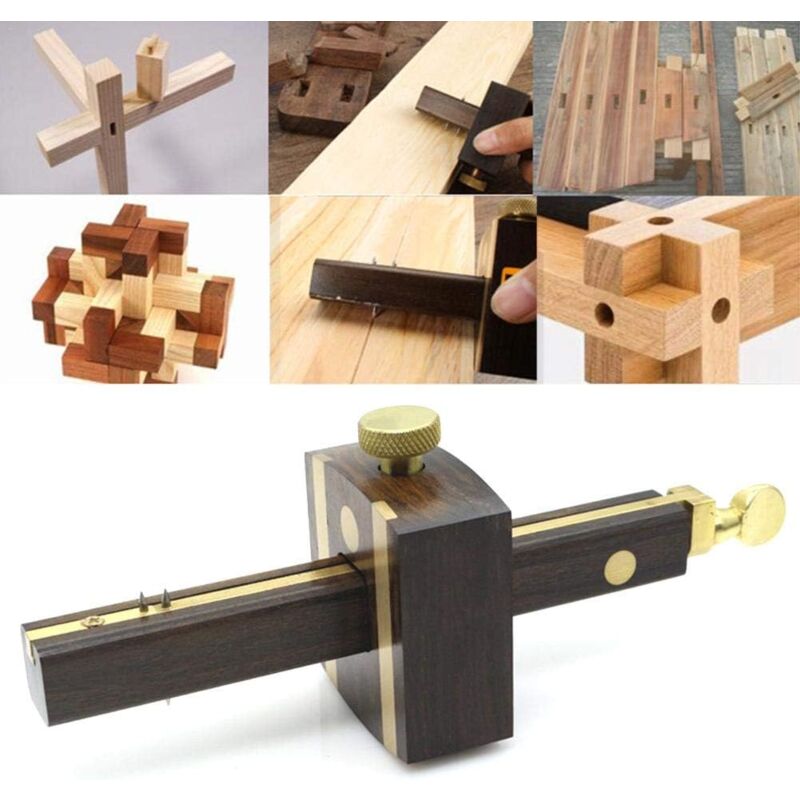 Treetalk - Trusquin à Mortaise - Outil à Bois Multifonctions Marquage Métrique à Vis Ébène Marqueur